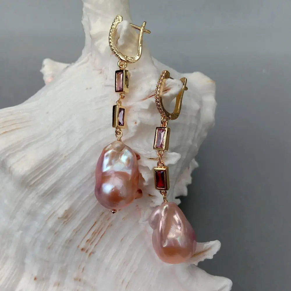 Natural Classic Pink Keshi Pearl Earrings