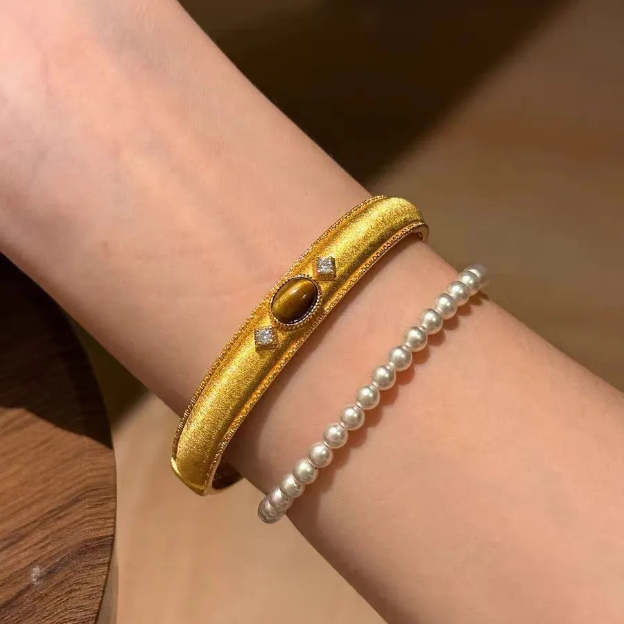 Tiger Eye Bangle & Open Ring Set