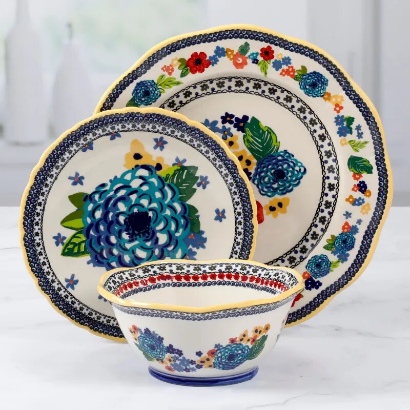 Dazzling Dahlias 12-Piece Dinnerware Set