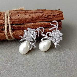 Teardrop White Pearl Earrings