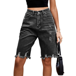 Open image in slideshow, Women&#39;s Casual Denim Shorts
