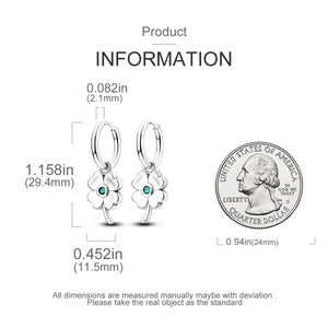 Sterling Silver Four Leaf Clover Drop Earrings