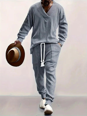 Open image in slideshow, Men&#39;s New Knit Sweatsuit Set
