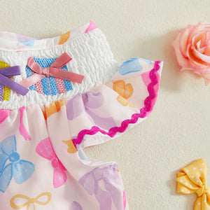 Girl's Bow Detail Smock Dress