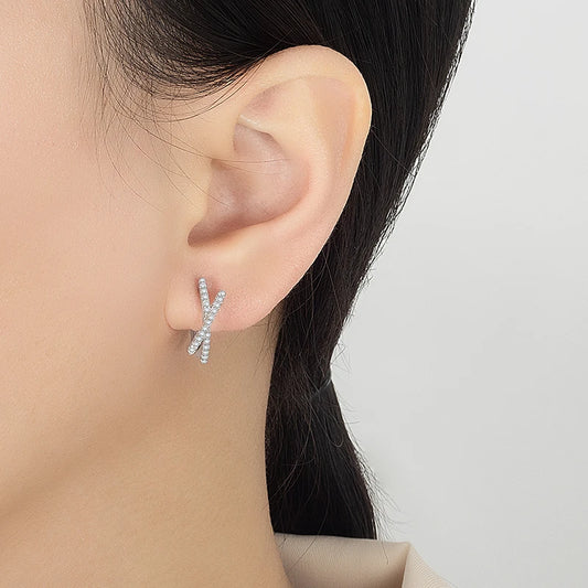 Moissanite Cross Design Hoop Earrings
