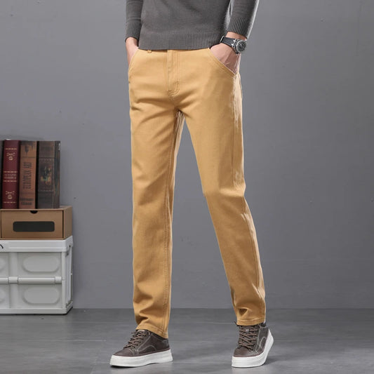 New Denim Fitted Casual Trousers