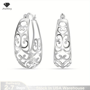 Sterling Silver Vintage Vine Hoops
