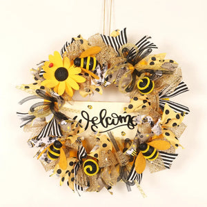 Bee Sunflower Spring Welcome Wreath