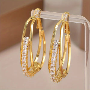 Open image in slideshow, Shiny Rhinestone Hoop Earrings
