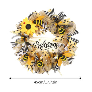 Open image in slideshow, Bee Sunflower Spring Welcome Wreath
