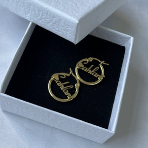 Open image in slideshow, Custom Nameplate Hoop Earrings

