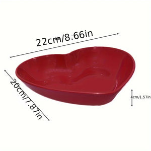 Red Heart Shaped Plastic Plates