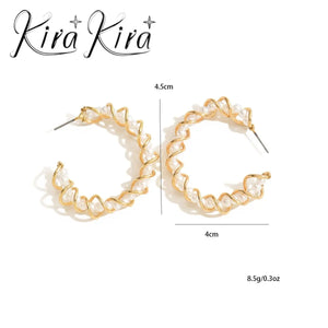 Elegant Gold And Pearl Hoop Earrings