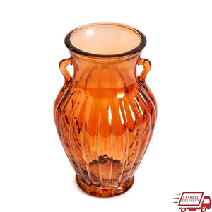 Open image in slideshow, Amber Glass Flower Vase
