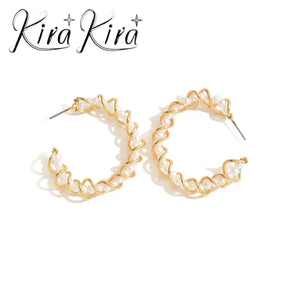 Elegant Gold And Pearl Hoop Earrings