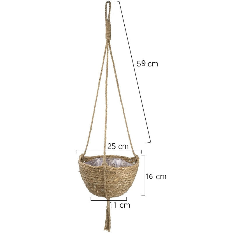 Natural Seagrass Hanging Planter Basket