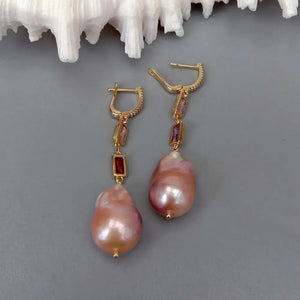 Natural Classic Pink Keshi Pearl Earrings