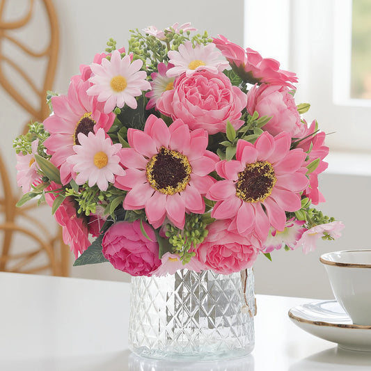 Artificial Peony/Sunflowers Bouquet