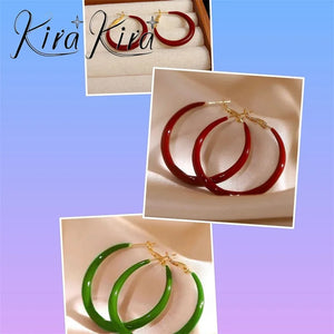 Luxury Red Hoops Earrings
