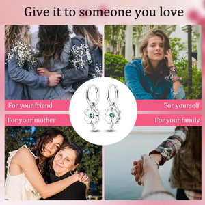 Sterling Silver Four Leaf Clover Drop Earrings