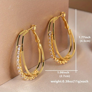Shiny Rhinestone Hoop Earrings