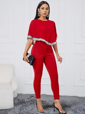 New Fashion Sequin Elegant Pants Suit