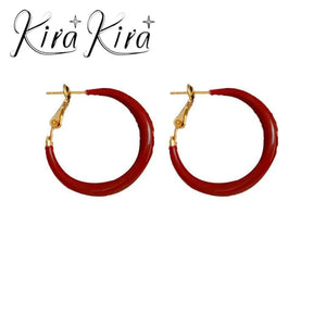 Luxury Red Hoops Earrings