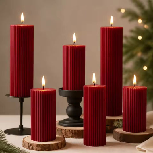 Burgundy Pillar Candle Set