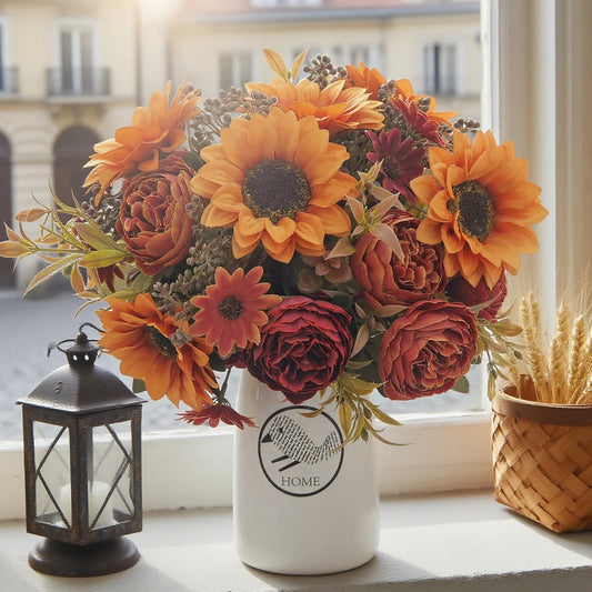 Artificial Peony/Sunflowers Bouquet