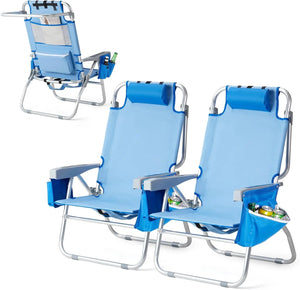 Open image in slideshow, Tall Lightweight Folding Beach Chairs
