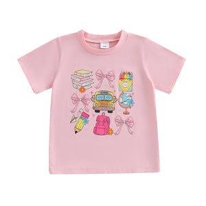 Open image in slideshow, Girl&#39;s Spring/Summer School Print T-Shirt
