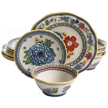 Dazzling Dahlias 12-Piece Dinnerware Set
