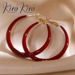 Luxury Red Hoops Earrings