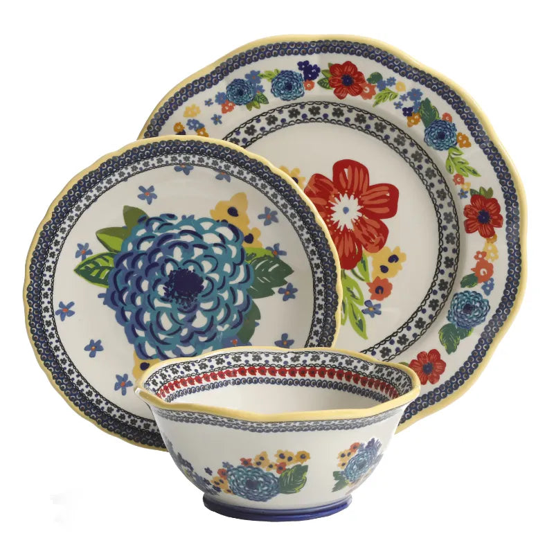 Dazzling Dahlias 12-Piece Dinnerware Set