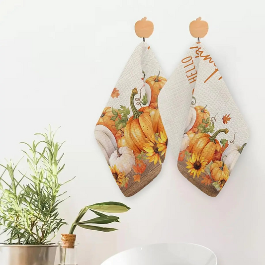 Fall Pumpkin Maple Leaf Kitchen Towels