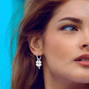 Sterling Silver Four Leaf Clover Drop Earrings