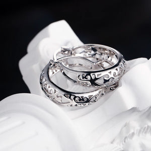 Sterling Silver Vintage Vine Hoops