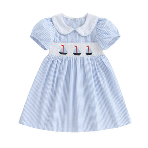 Open image in slideshow, Girl&#39;s Summer Striped Dress
