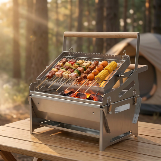 Portable Flip Rotating Charcoal Grill