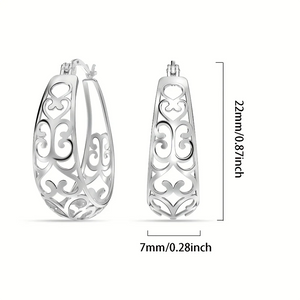 Open image in slideshow, Sterling Silver Vintage Vine Hoops
