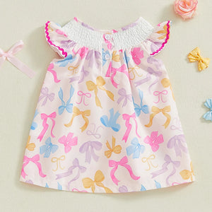 Girl's Bow Detail Smock Dress