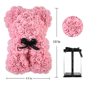 Open image in slideshow, Rose Flower Bear With Clear Box
