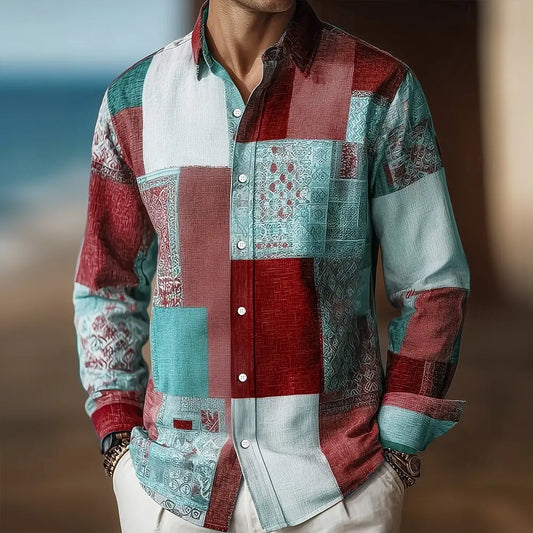 Men's Color Block Patchwork Shirt