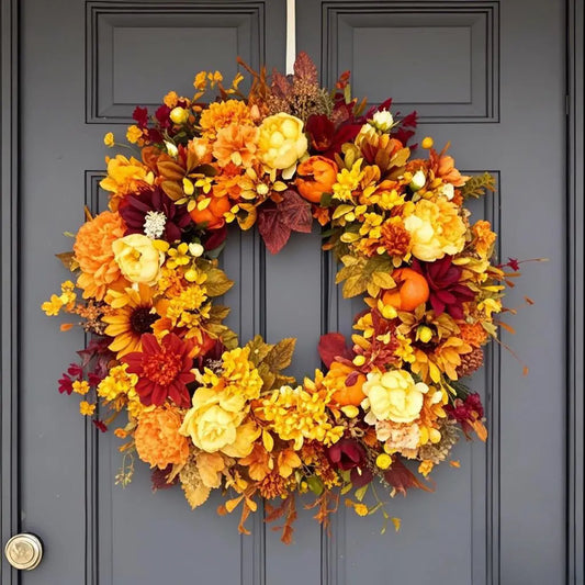Autumn Festival Maple Leaf Pumpkin Wreath