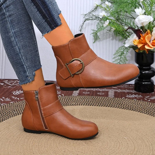 Women's Solid Color Ankle Boots