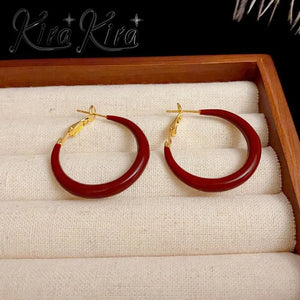 Luxury Red Hoops Earrings