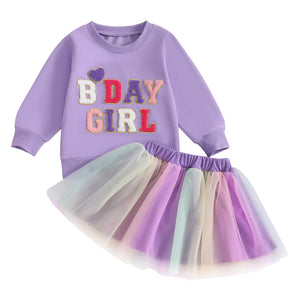 Open image in slideshow, Toddler Girls 2Pcs Birthday Outfits
