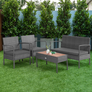 Open image in slideshow, 4PCS Patio Rattan Furniture Set
