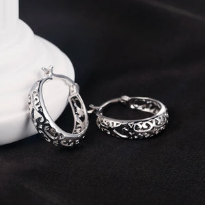 Sterling Silver Vintage Vine Hoops