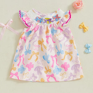 Girl's Bow Detail Smock Dress
